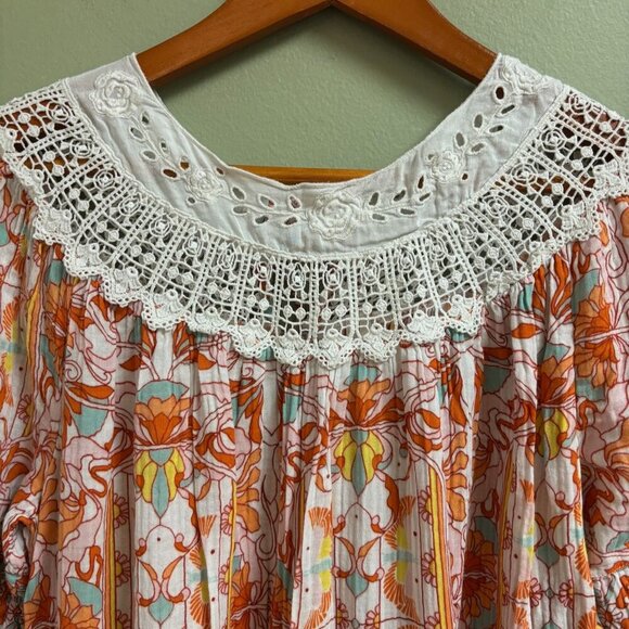 Anthropologie Women Midi Dress Size Sml Oversized Lace Floral Granny Cottagecore - Picture 4 of 14